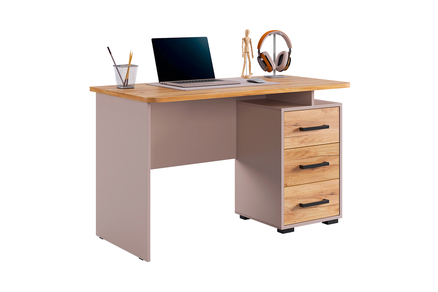 Стол компьютерный Лайт-2 кашемир / дуб крафт золотой