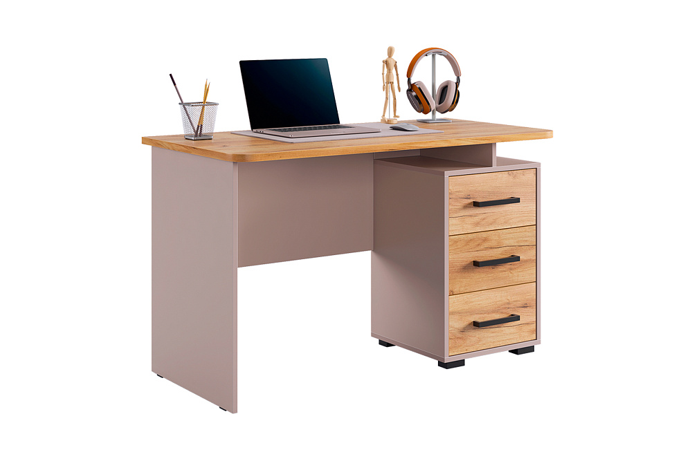 Стол компьютерный Лайт-2 кашемир / дуб крафт золотой