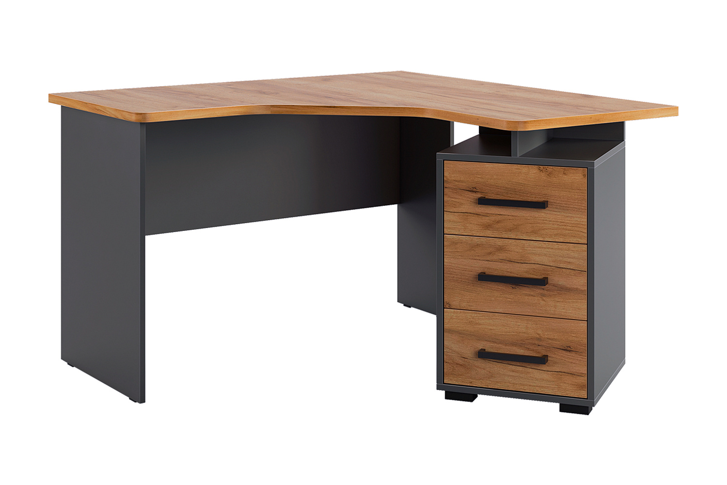 Стол компьютерный угловой Лайт-2 графит / дуб графит золотой