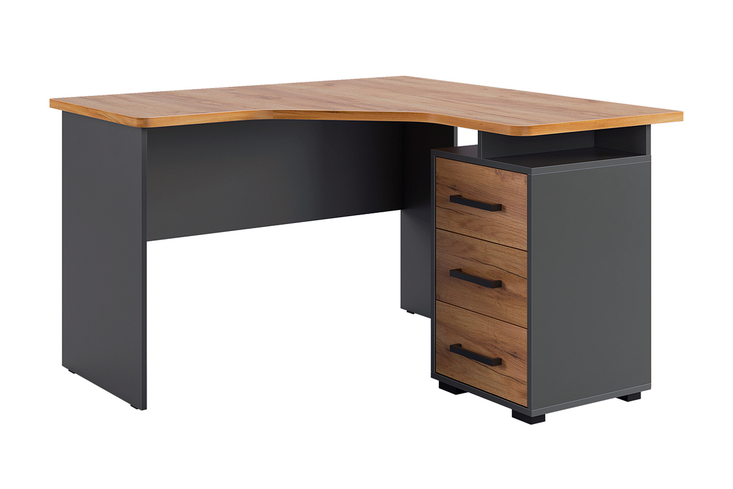 Стол компьютерный угловой Лайт-2 графит / дуб графит золотой