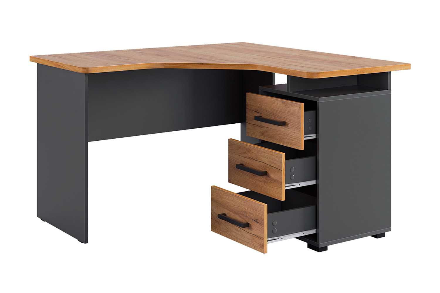 Стол компьютерный угловой Лайт-2 графит / дуб графит золотой