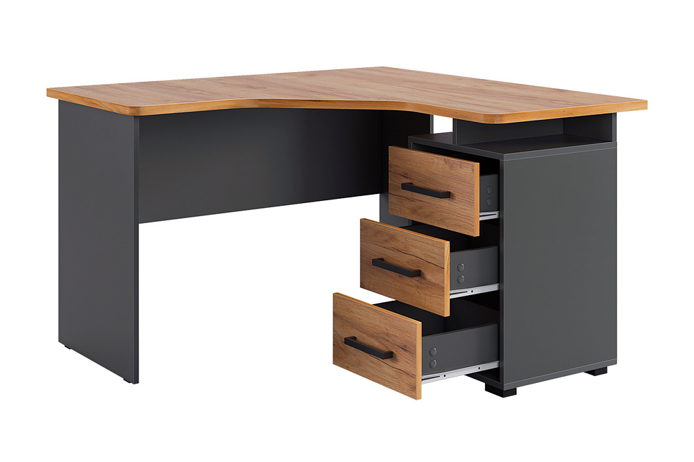 Стол компьютерный угловой Лайт-2 графит / дуб графит золотой