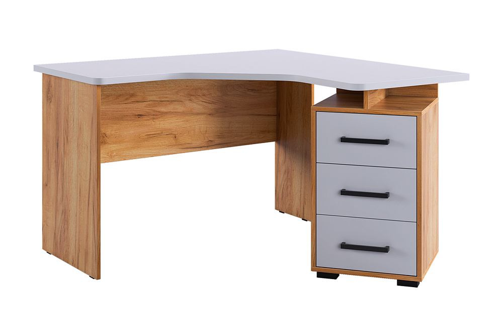 Стол компьютерный угловой Лайт-2 дуб крафт золотой / белый