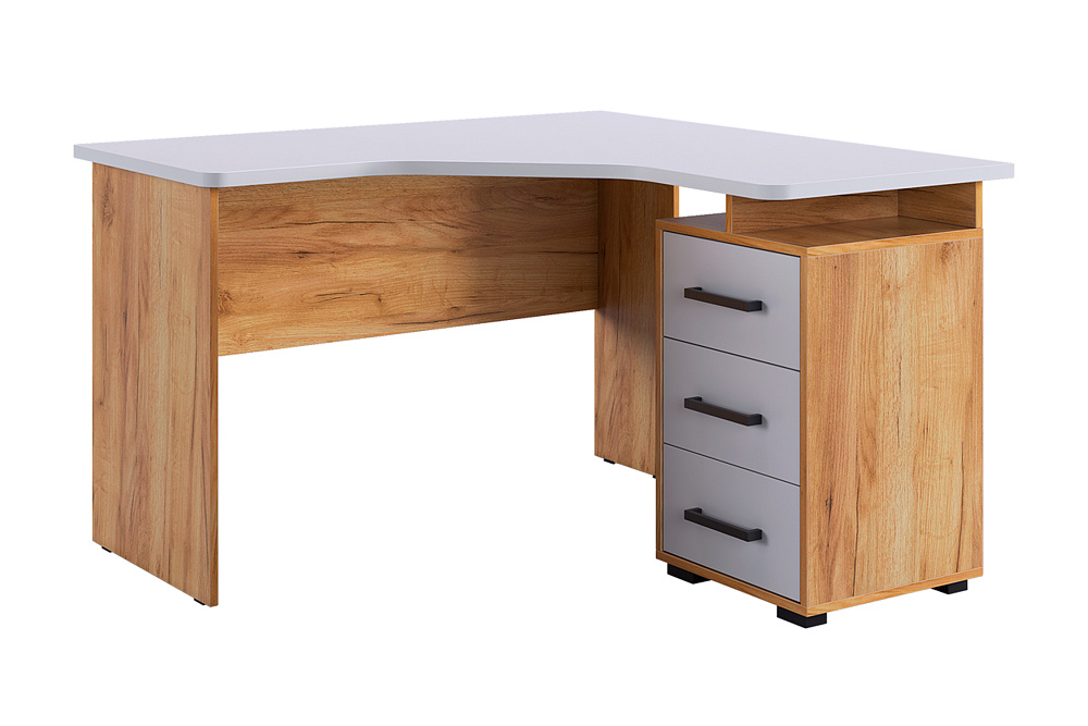 Стол компьютерный угловой Лайт-2 дуб крафт золотой / белый