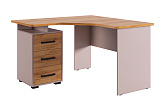 Стол компьютерный угловой Лайт-2 кашемир / дуб крафт золотой
