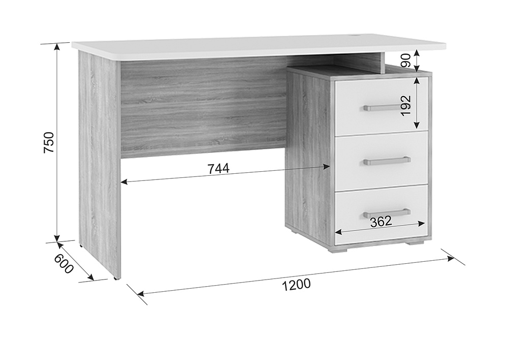 Стол компьютерный Лайт-2 кашемир / дуб крафт золотой