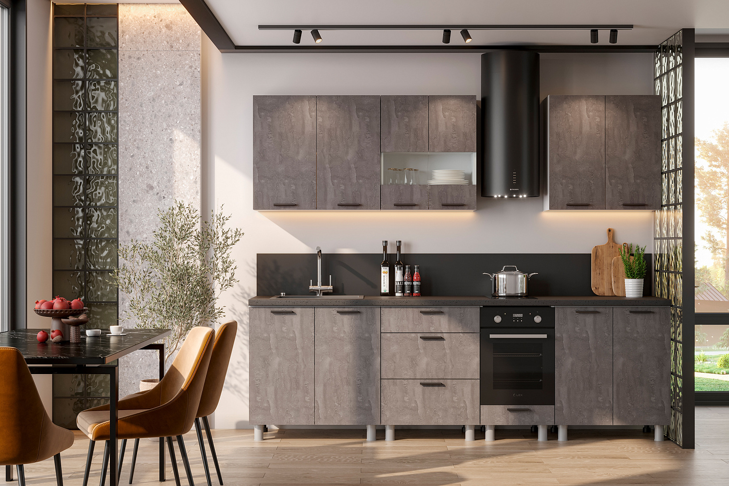 Модульная кухня Веллум камень темный