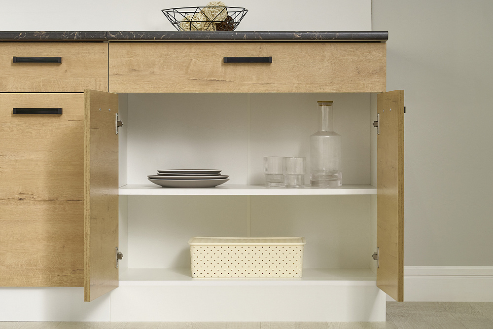 Модульная кухня Брауни белый гладкий / дуб вотан