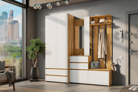 Прихожая Некст 1 дуб золотой / белый