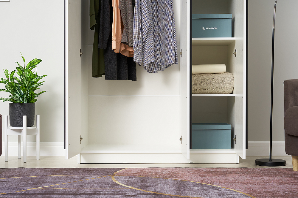 Шкаф 3-х створчатый Берген с зеркалами белое дерево