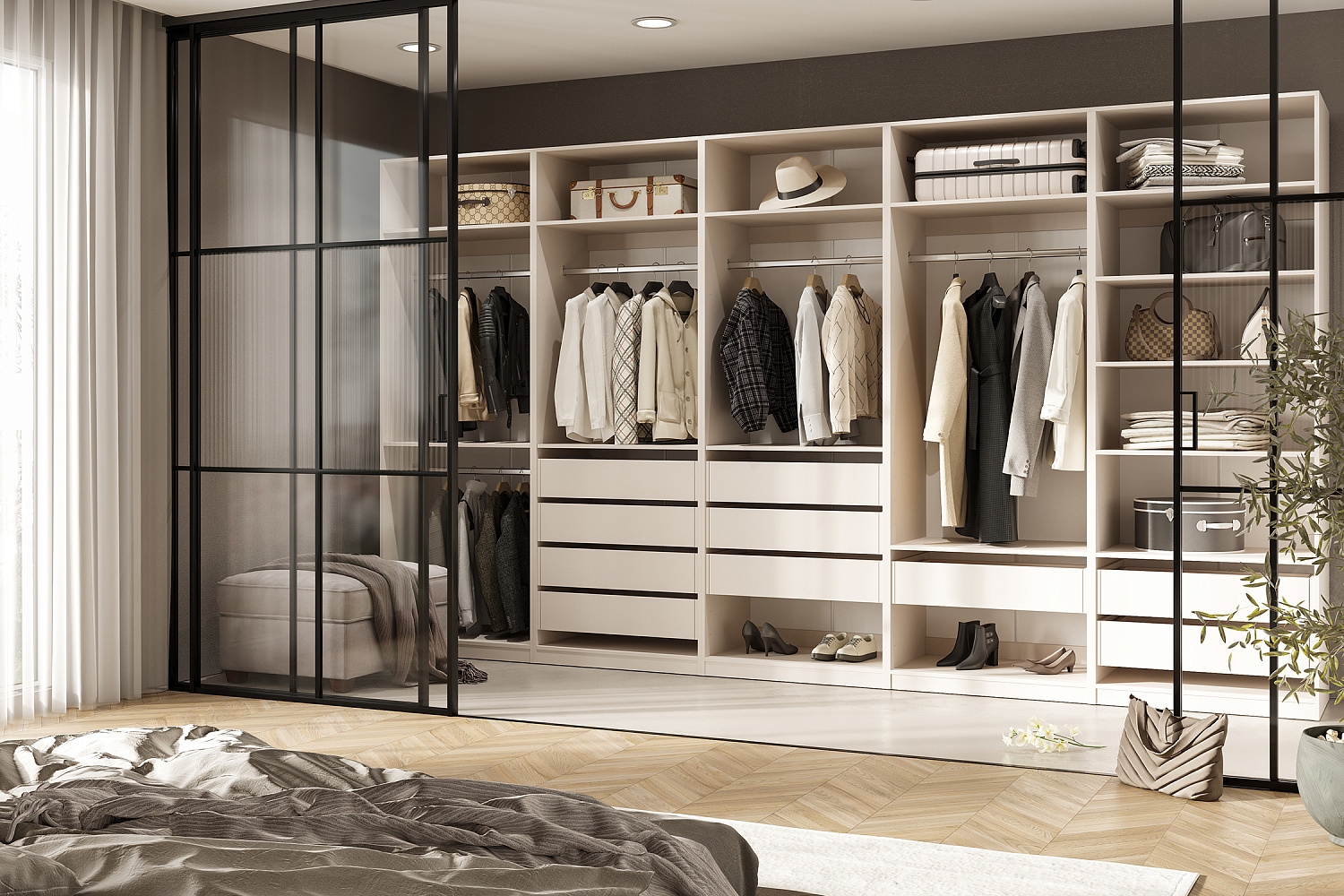 Модульная гардеробная Теларо открытая кашемир