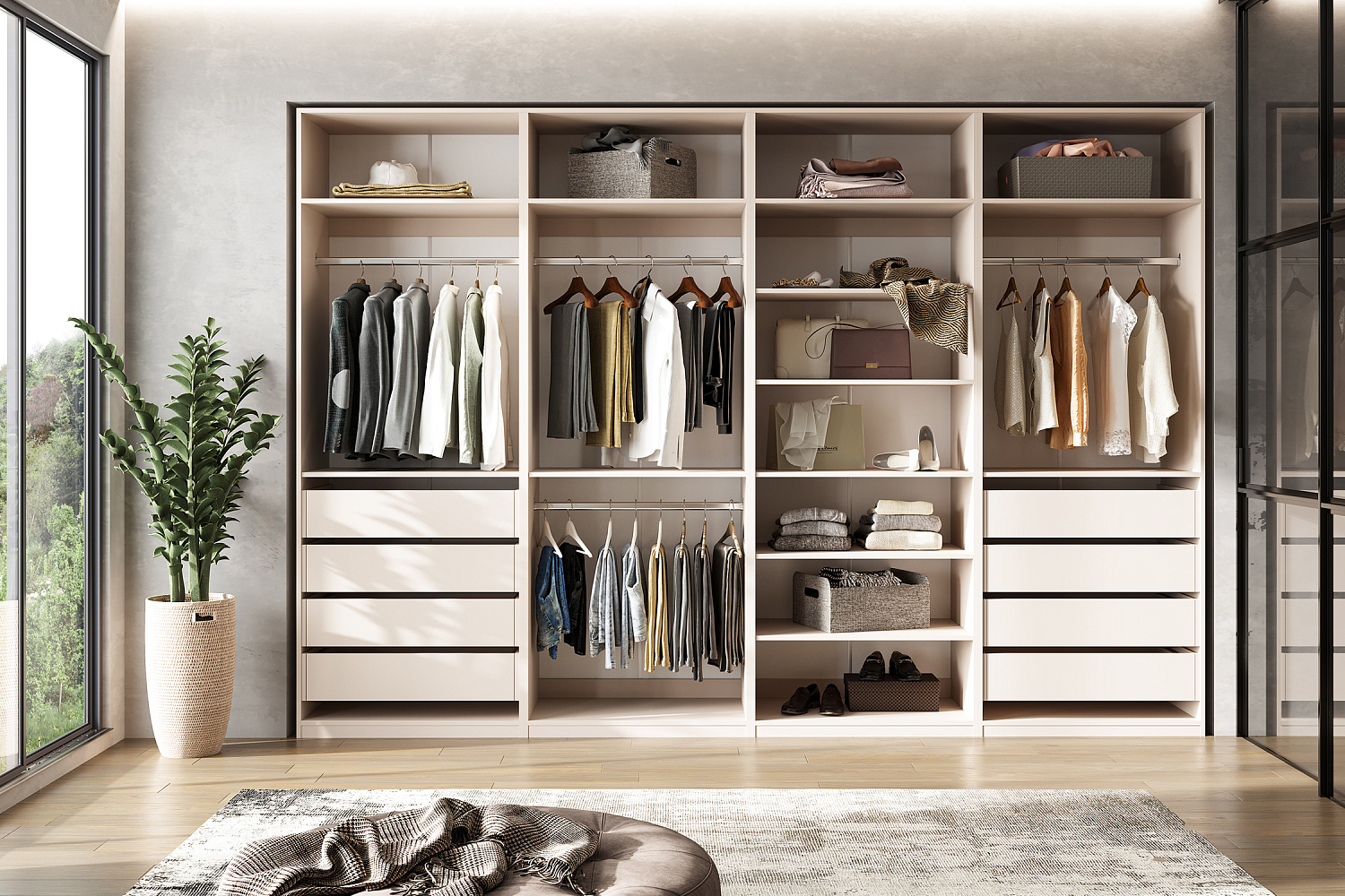 Модульная гардеробная Теларо открытая кашемир