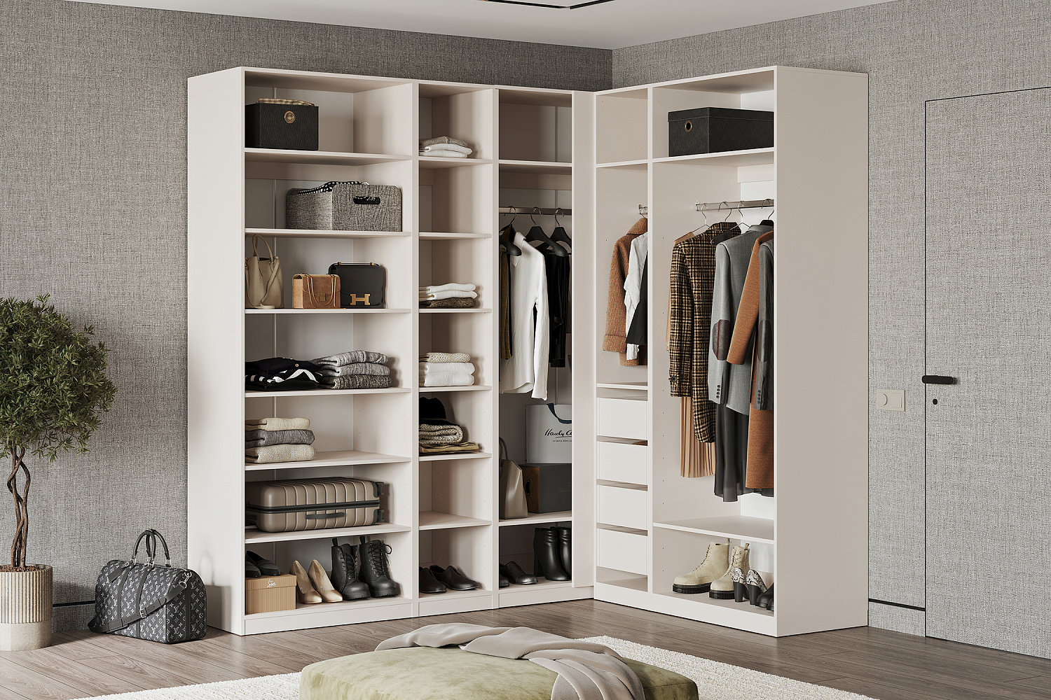 Модульная гардеробная Теларо открытая кашемир