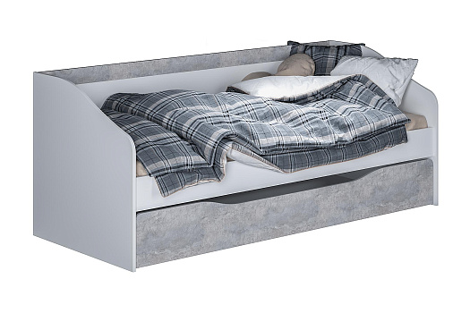 Кровать Паскаль белый / цемент светлый