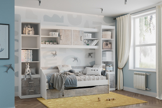 Детская Паскаль №3 белый / цемент светлый