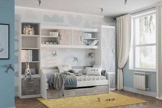 Детская Паскаль №4 белый / цемент светлый