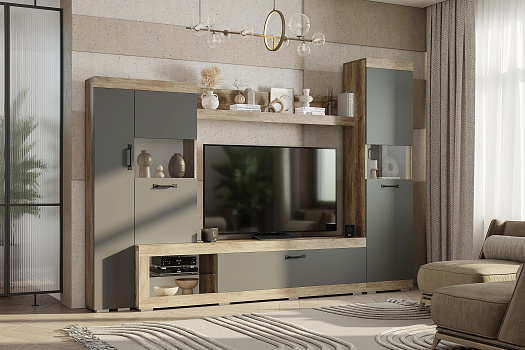 Гостиная Тесла дуб каньон / графит