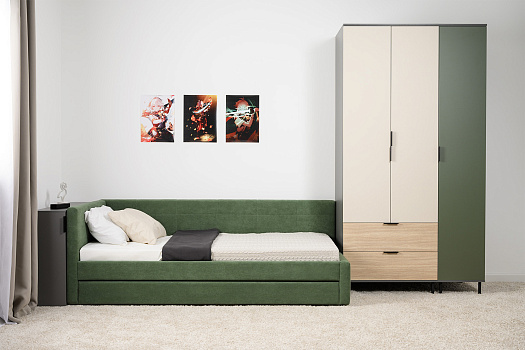 Спальня Марвэл темно-серый / сатин / плэйн / дымчатый зеленый