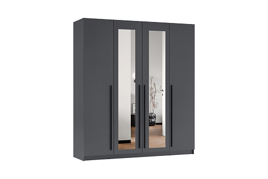 Шкаф 4-х створчатый Берген 2.0 м с зеркалами серый графит