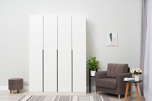 Шкаф 4-х створчатый Тивина белый текстурный