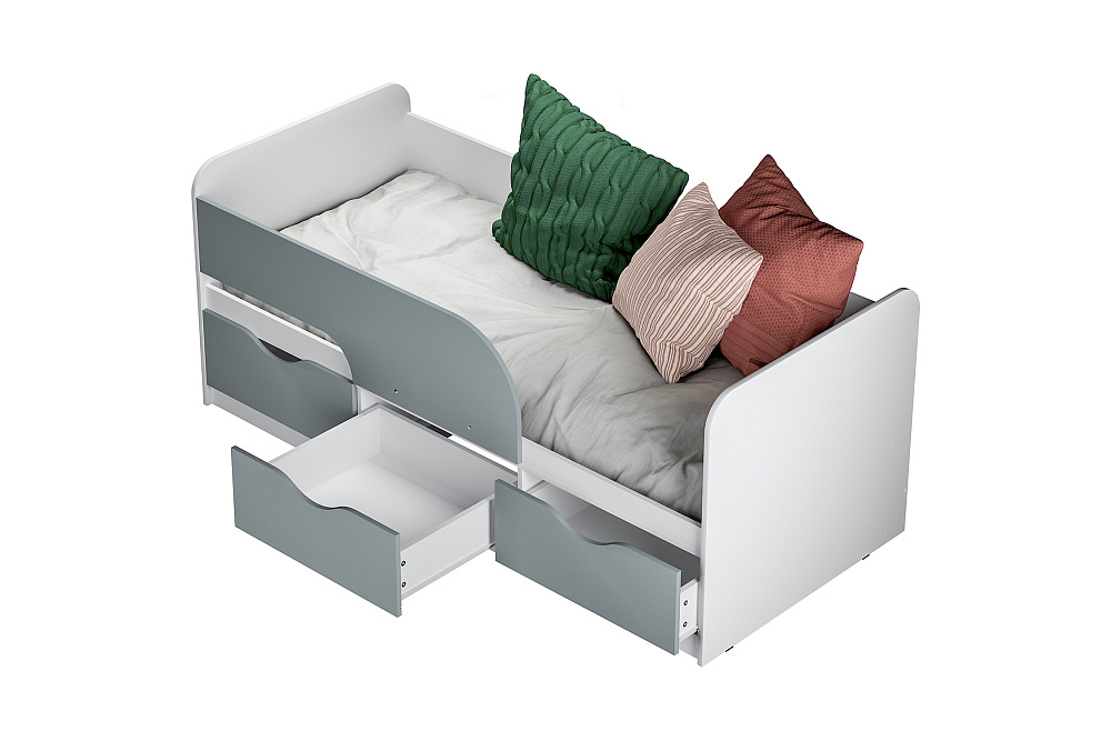 Кровать односпальная Стандарт белый / шарли бриз