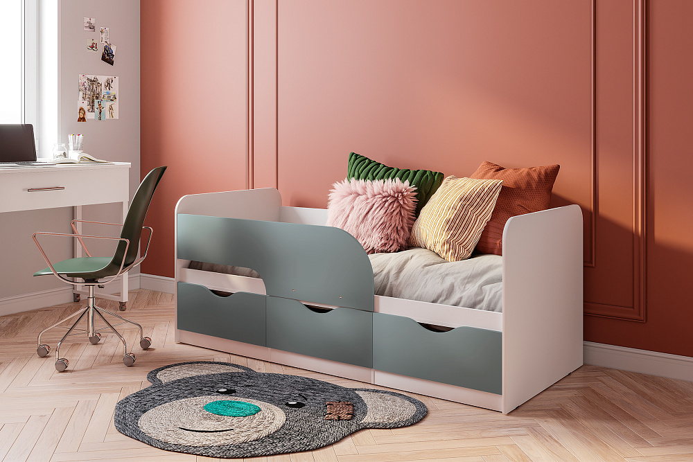 Кровать односпальная Стандарт белый / шарли бриз