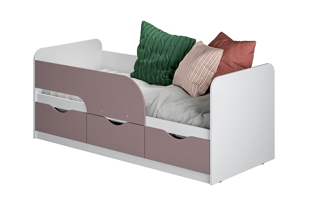 Кровать односпальная Стандарт белый / шарли пинк