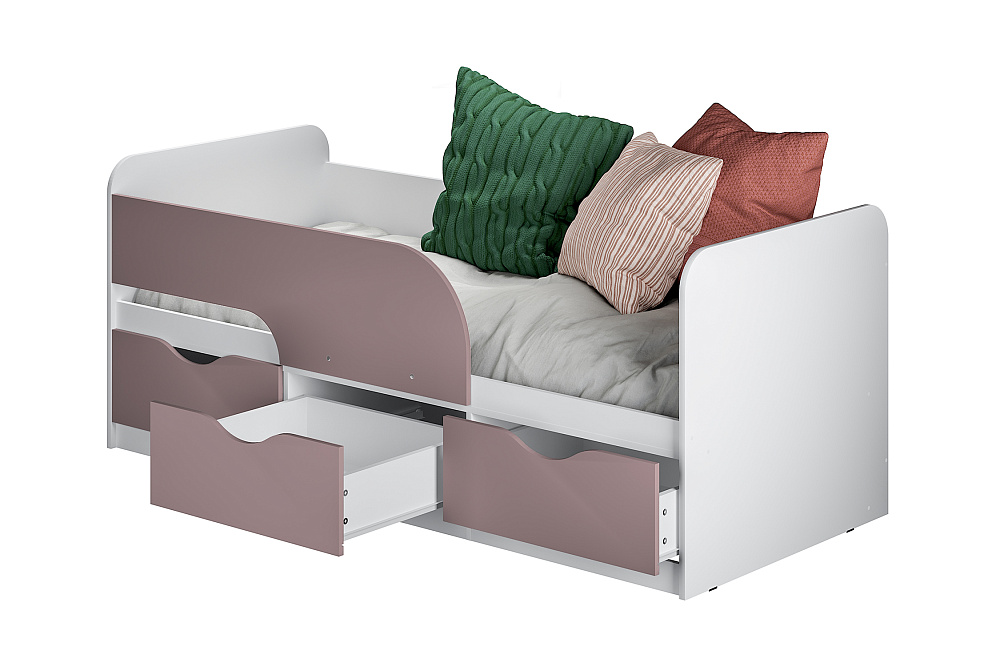 Кровать односпальная Стандарт белый / шарли пинк