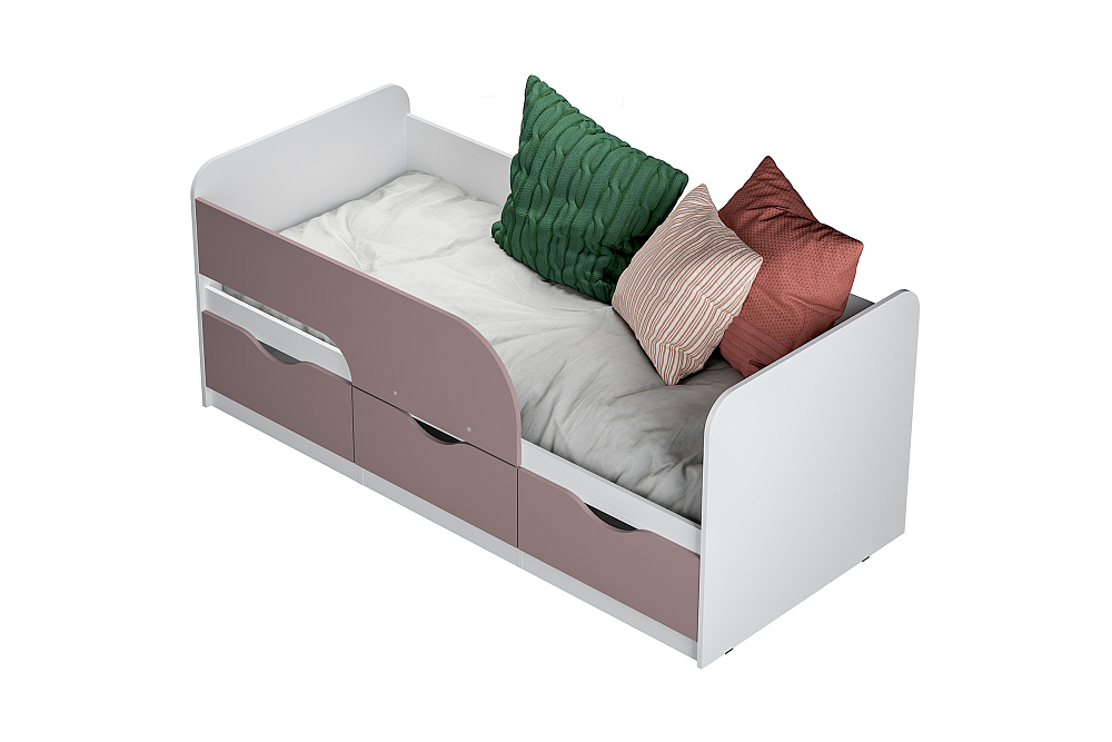 Кровать односпальная Стандарт белый / шарли пинк