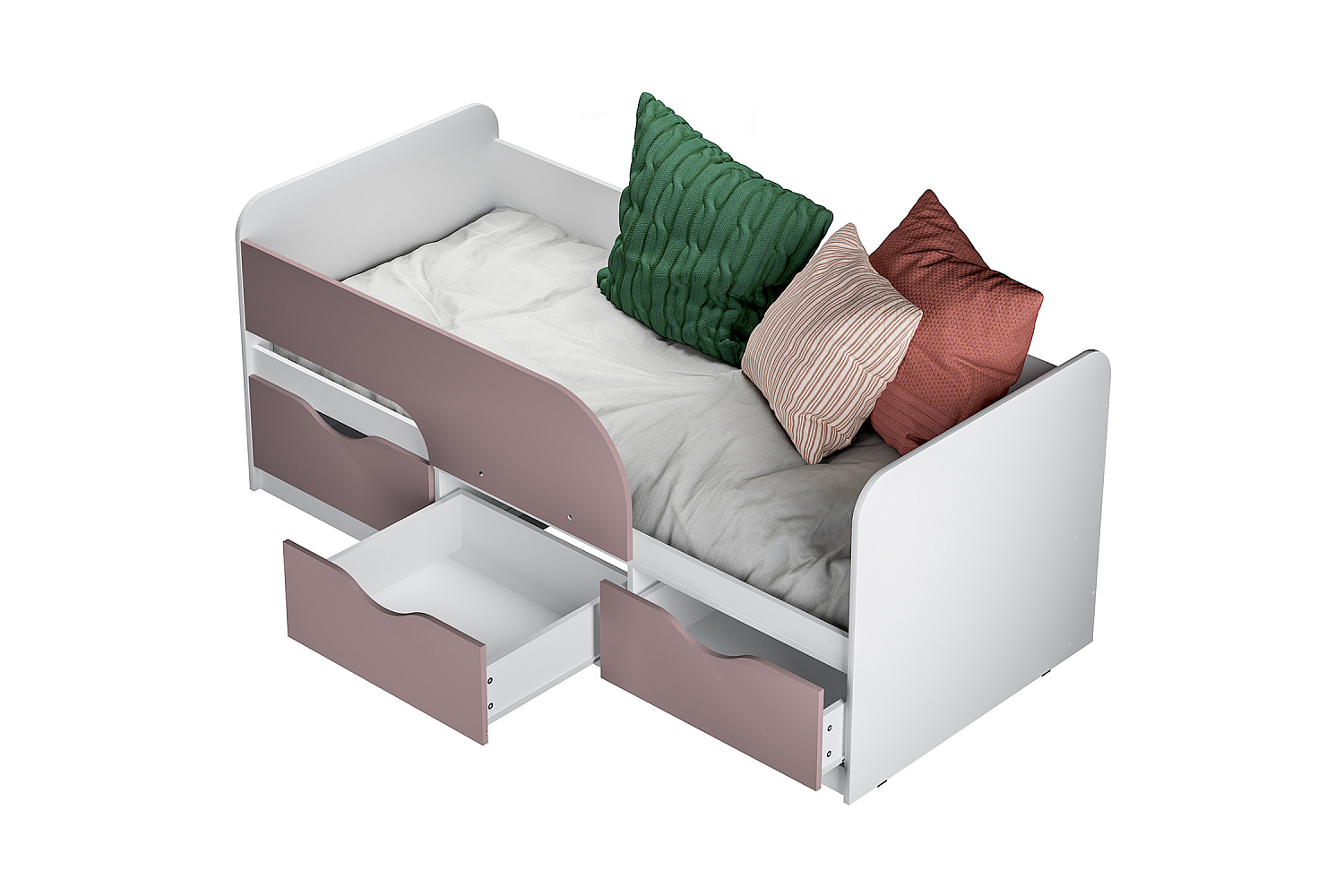 Кровать односпальная Стандарт белый / шарли пинк