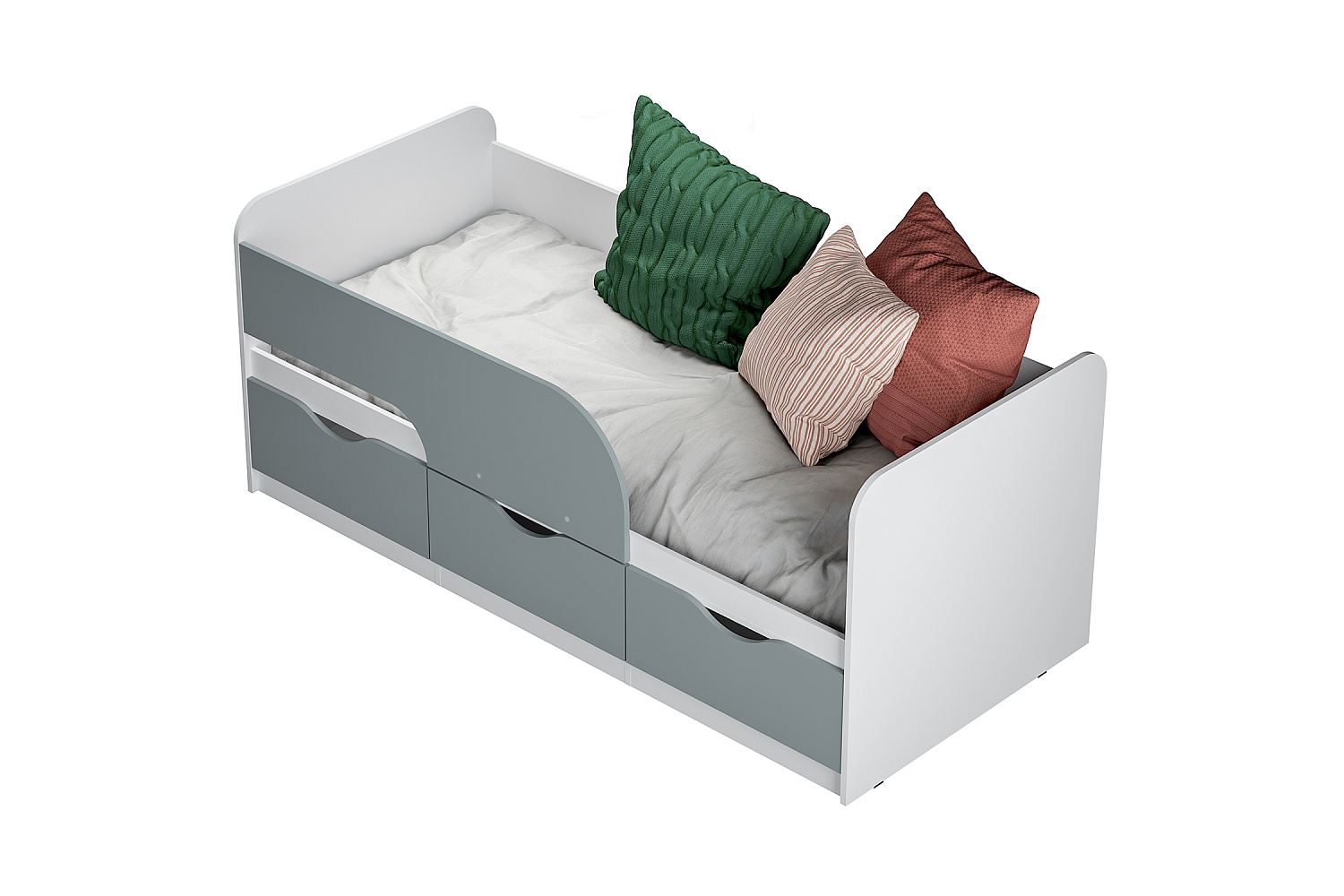 Кровать односпальная Стандарт белый / шарли бриз