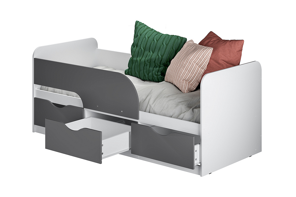 Кровать односпальная Стандарт белый / маренго