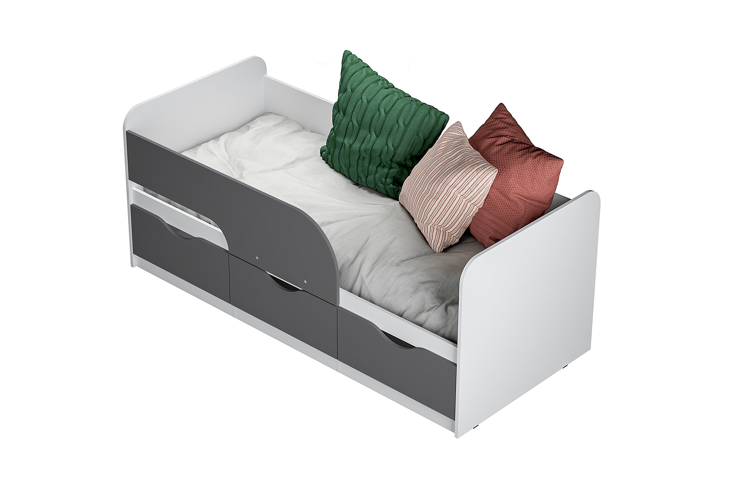 Кровать односпальная Стандарт белый / маренго