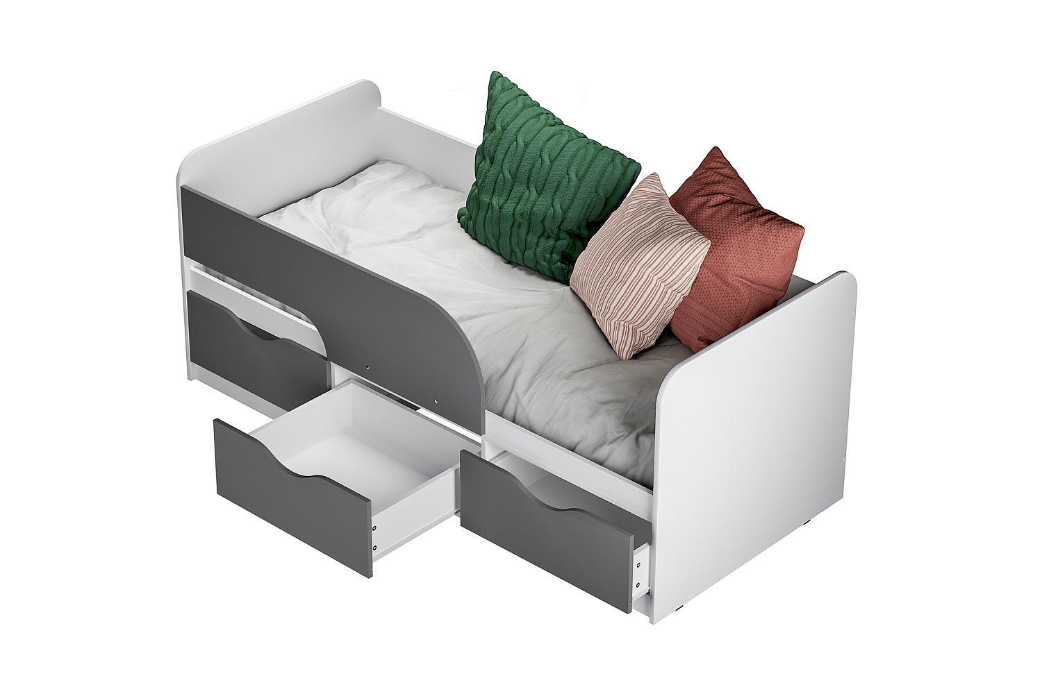 Кровать односпальная Стандарт белый / маренго