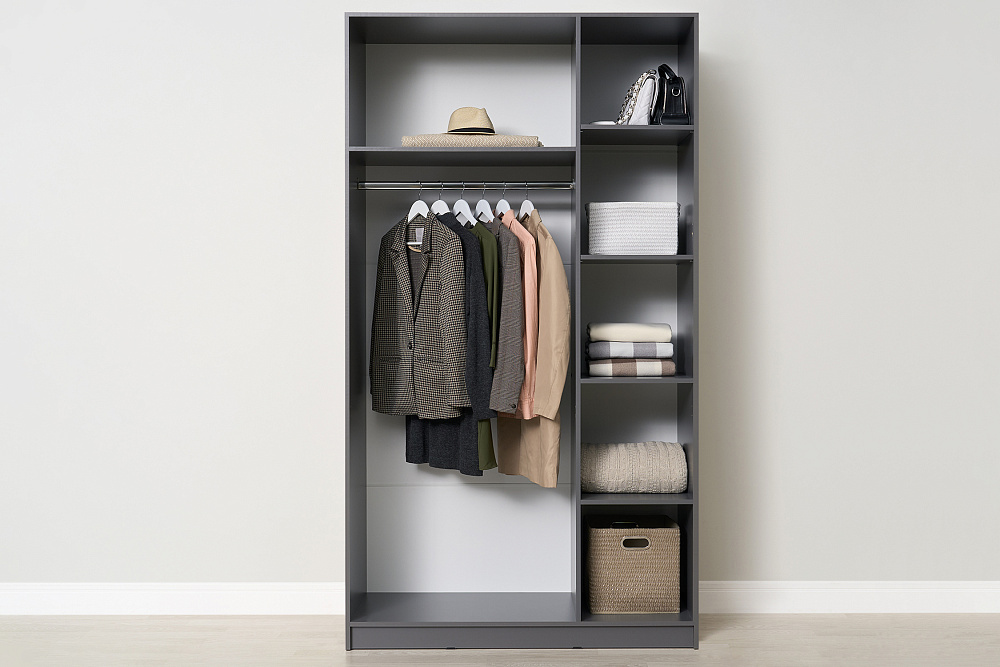 Шкаф 3-х створчатый Берген с зеркалом серый графит