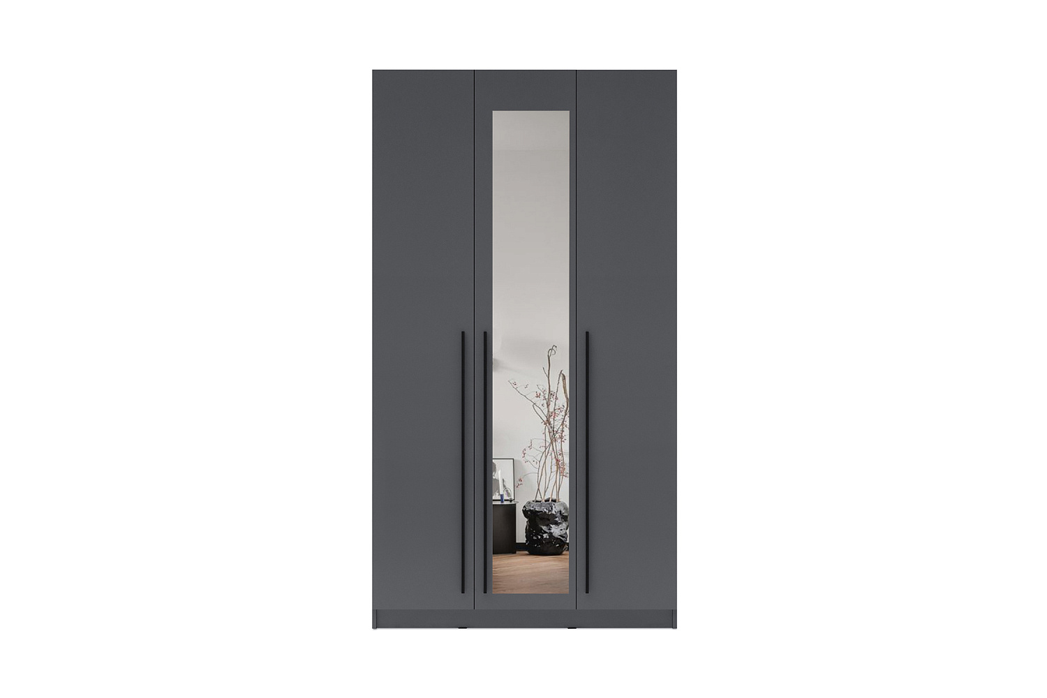Шкаф 3-х створчатый Берген с зеркалом серый графит