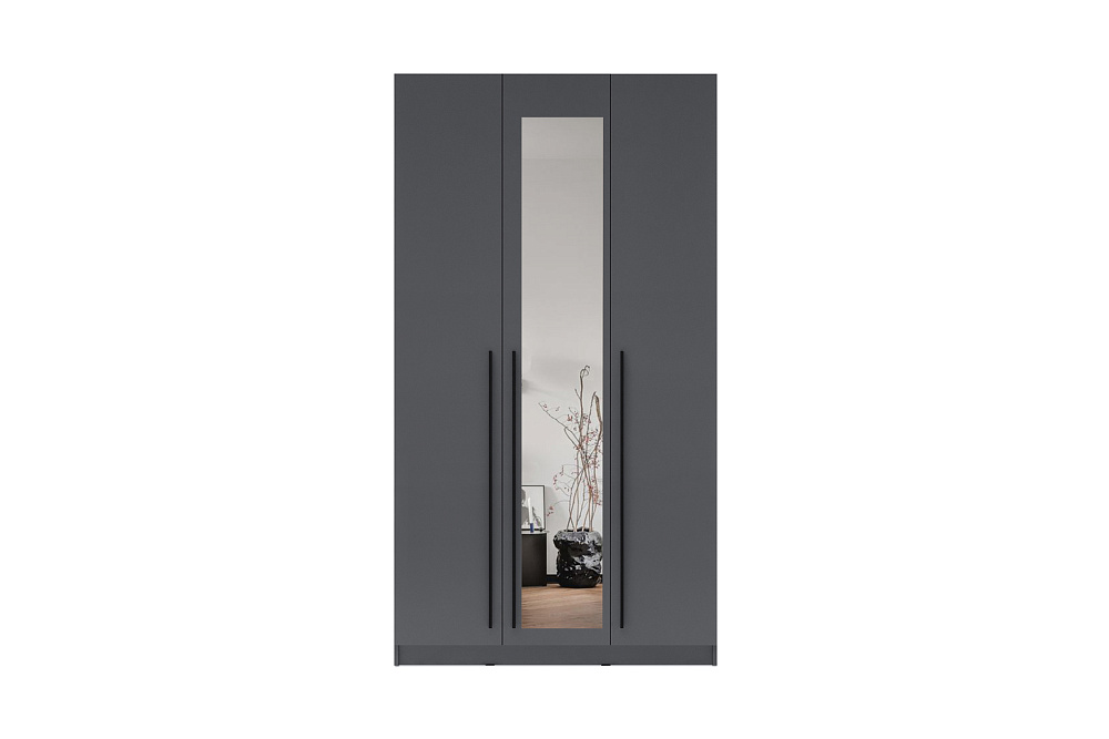 Шкаф 3-х створчатый Берген с зеркалом серый графит