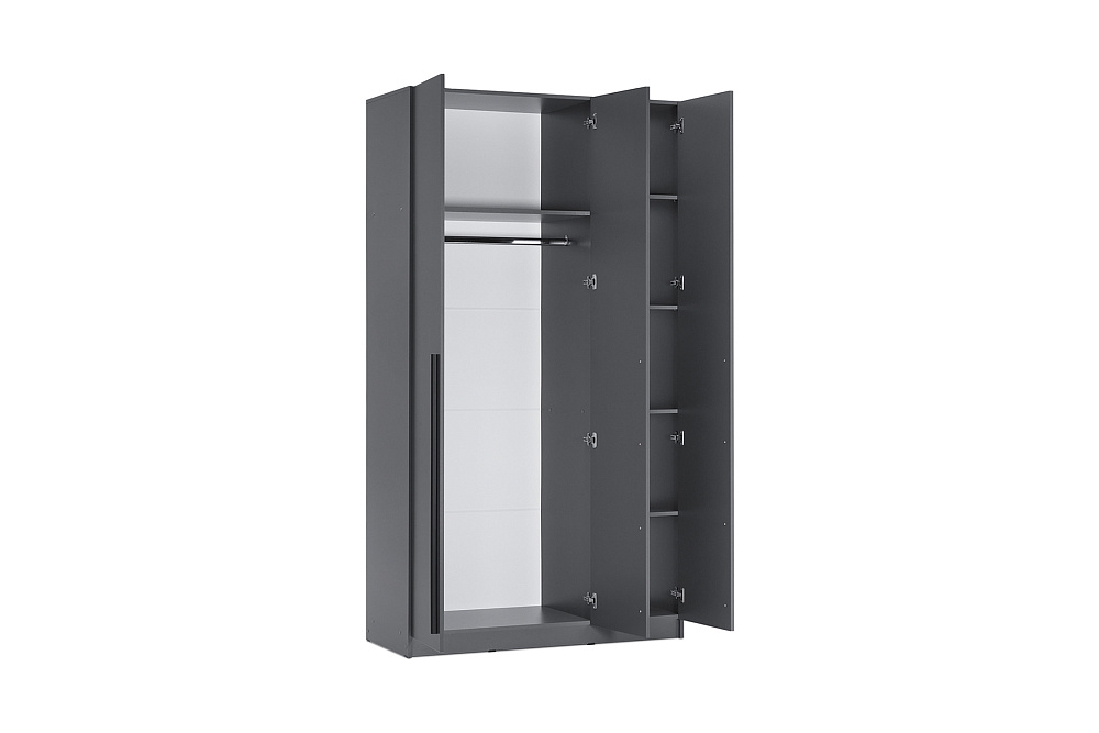 Шкаф 3-х створчатый Берген с зеркалом серый графит