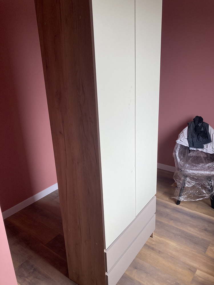 Шкаф 2-х дверный Челси Color дуб крафт / слоновая кость / глиняный серый