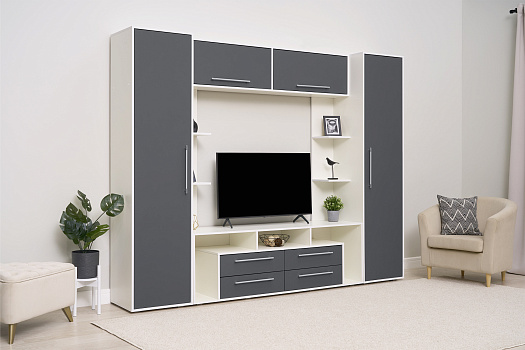 Гостиная Гармония белый / графит софт