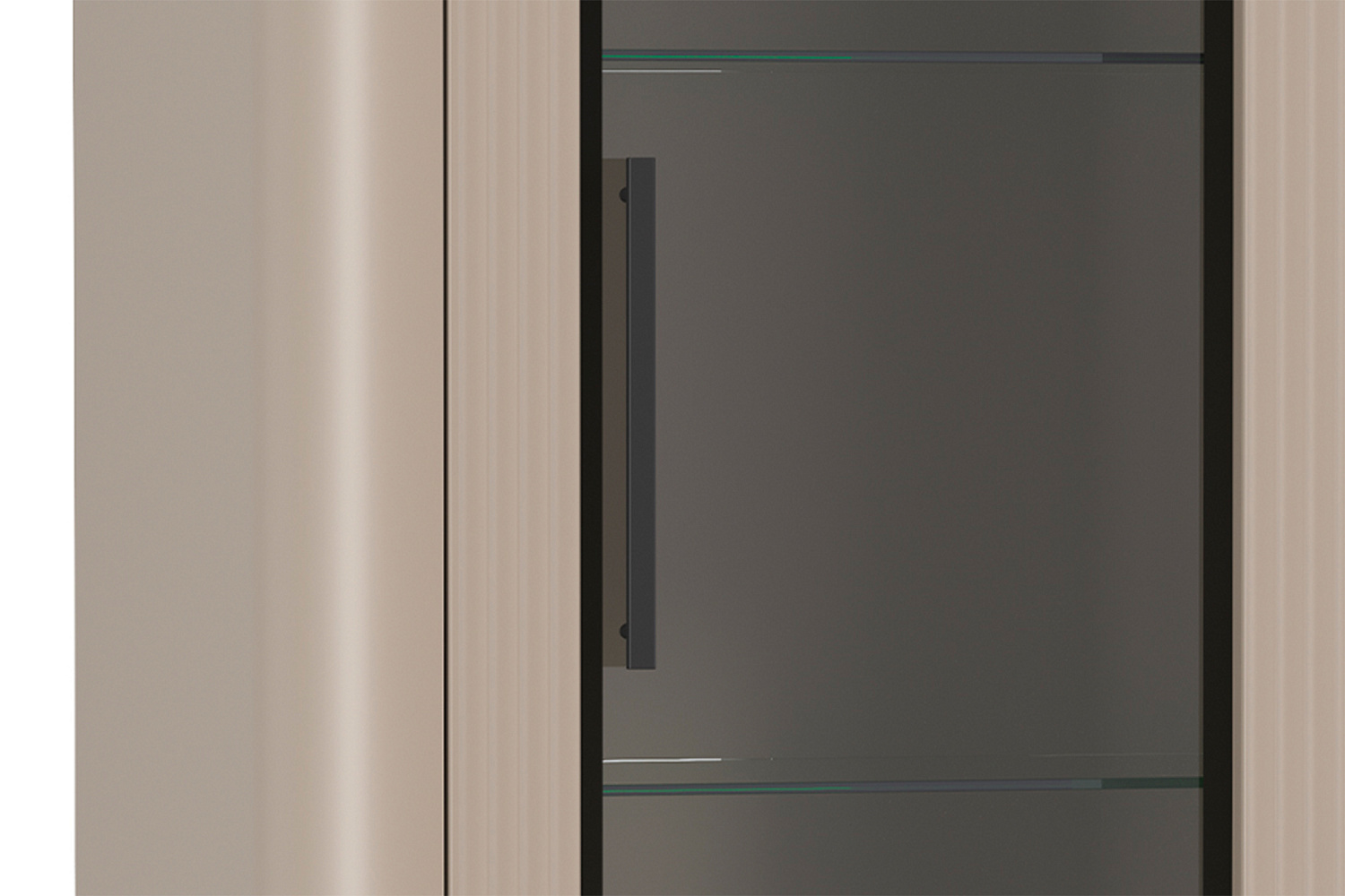 Шкаф-витрина с 2-мя ящиками Фиделия серый камень / мрамор черный