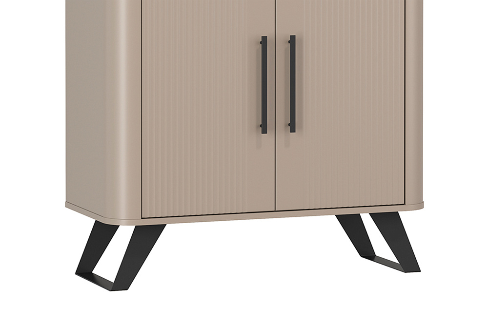 Шкаф-витрина Фиделия серый камень / мрамор черный