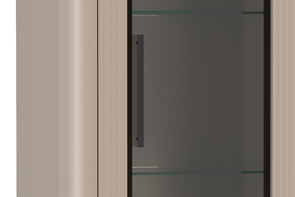 Шкаф-витрина Фиделия серый камень / мрамор черный