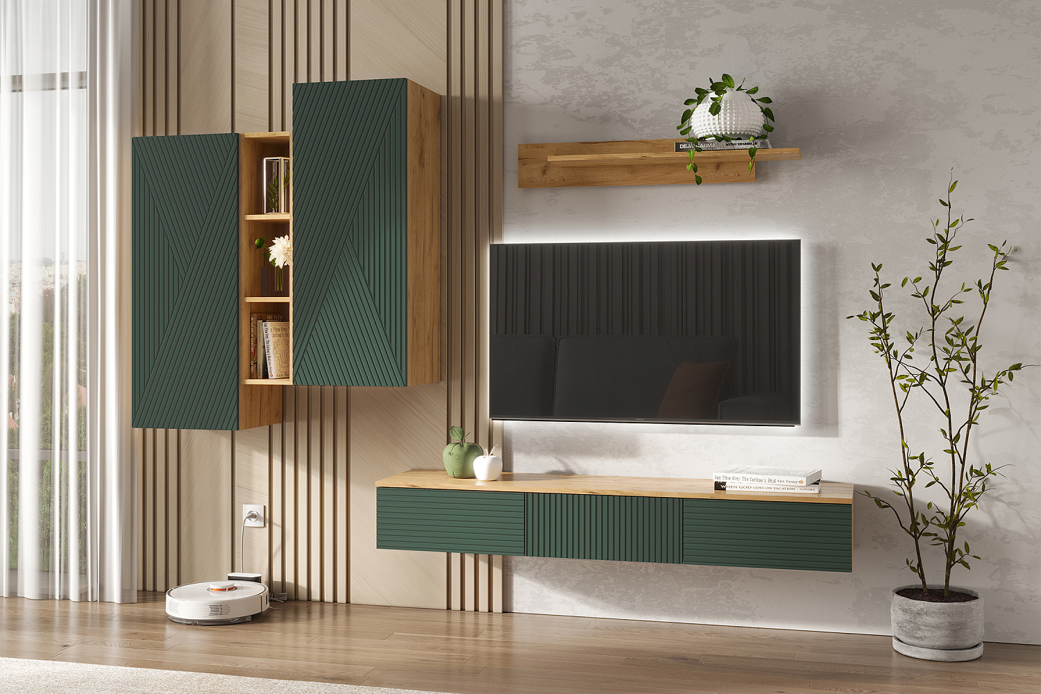 Гостиная Флэш №2 дуб крафт / браш мени грин