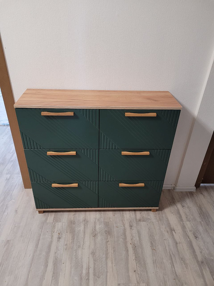 Обувница Ирис дуб крафт / браш мени грин