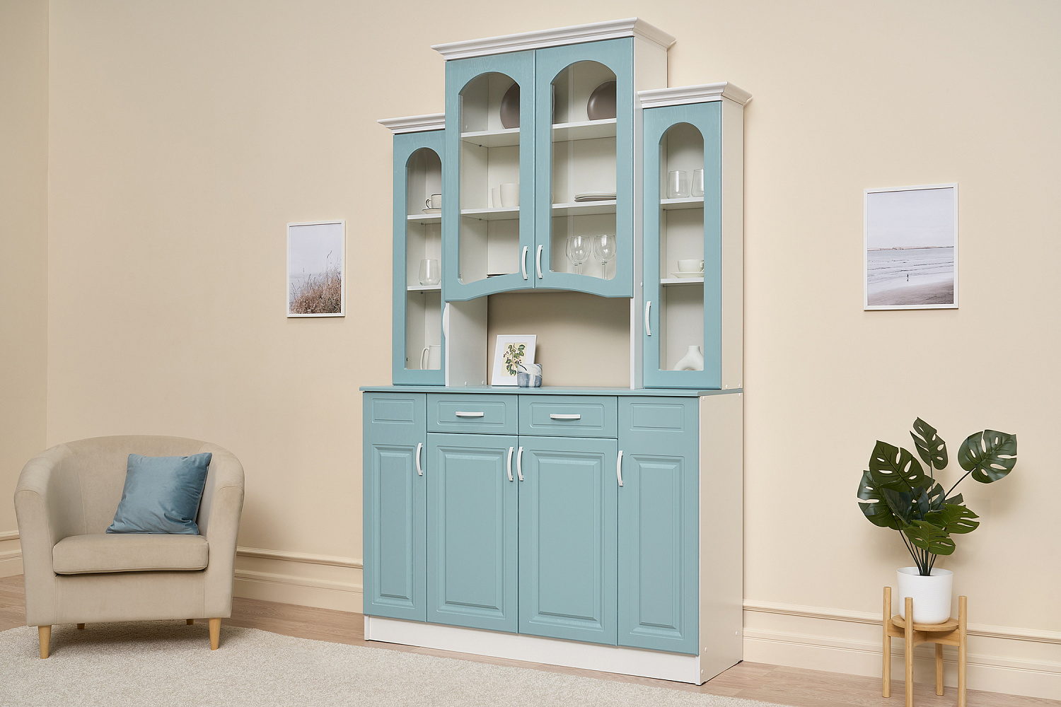 Буфет Констанция 4-х створчатый голубой