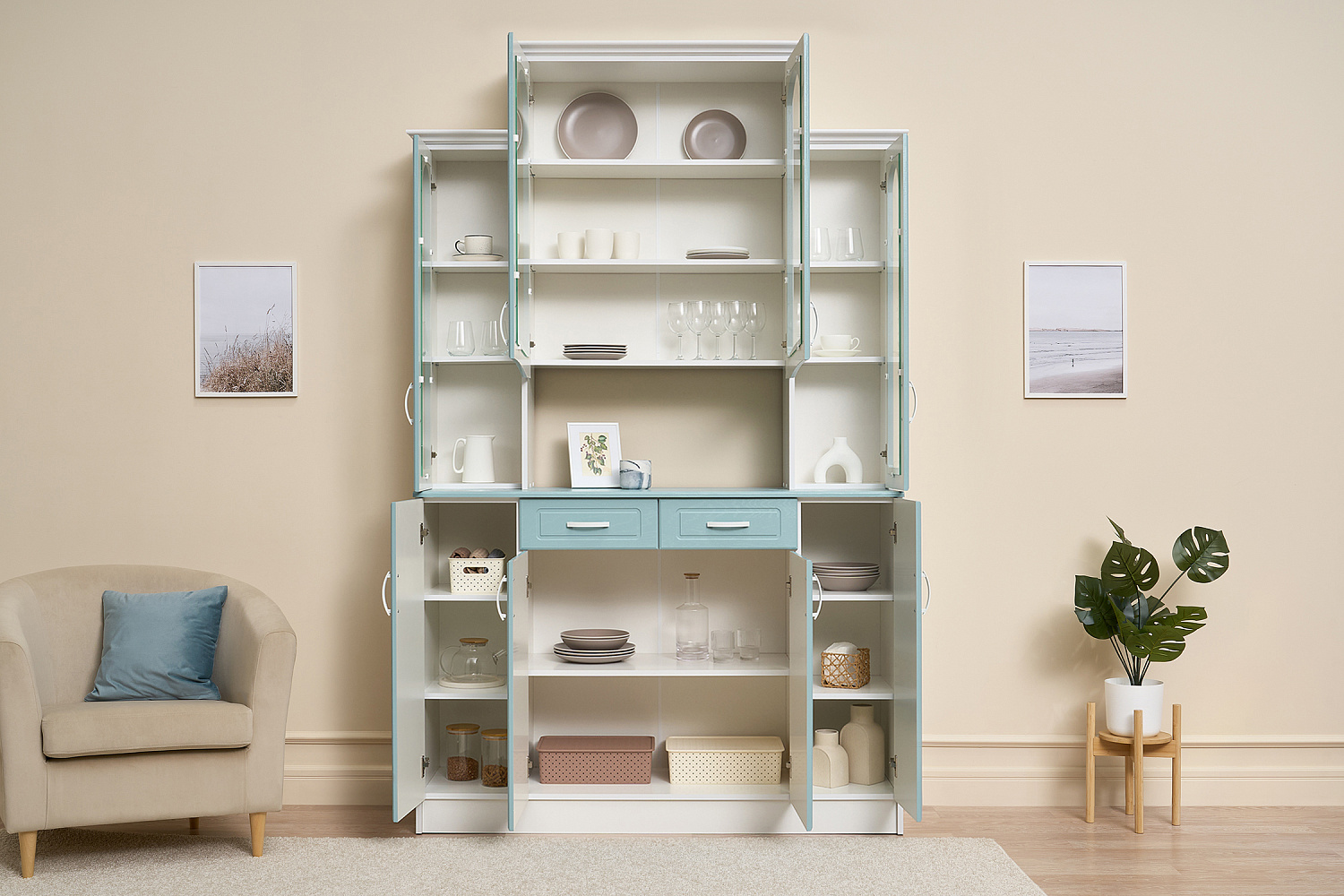 Буфет Констанция 4-х створчатый голубой