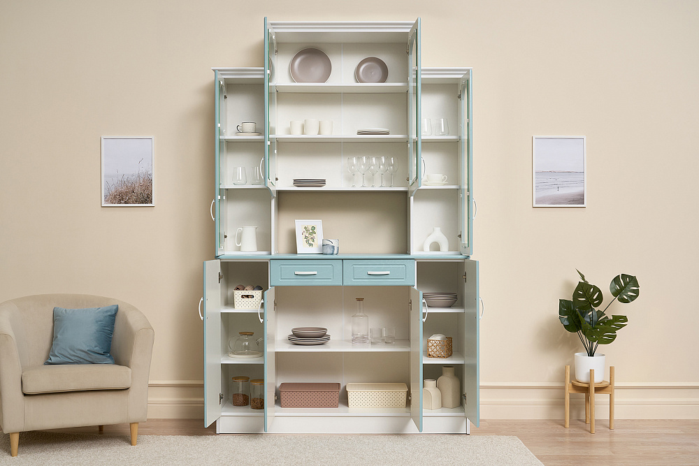 Буфет Констанция 4-х створчатый голубой