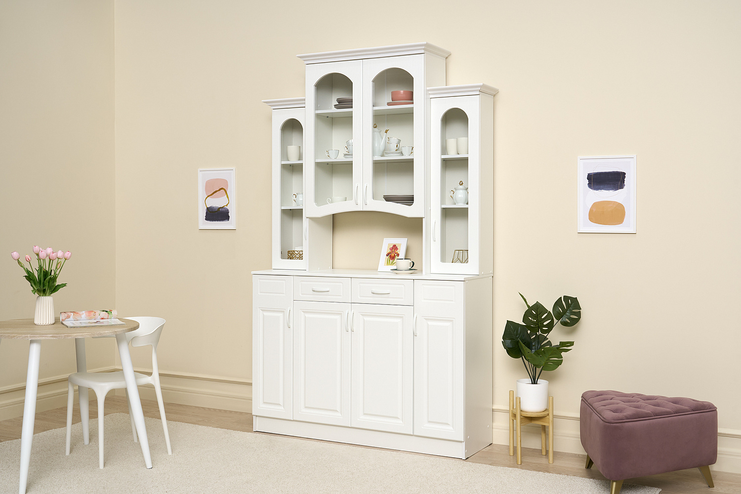 Буфет Констанция 4-х створчатый белый матовый