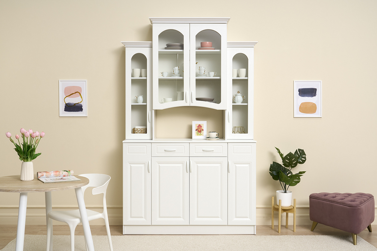 Буфет Констанция 4-х створчатый белый матовый